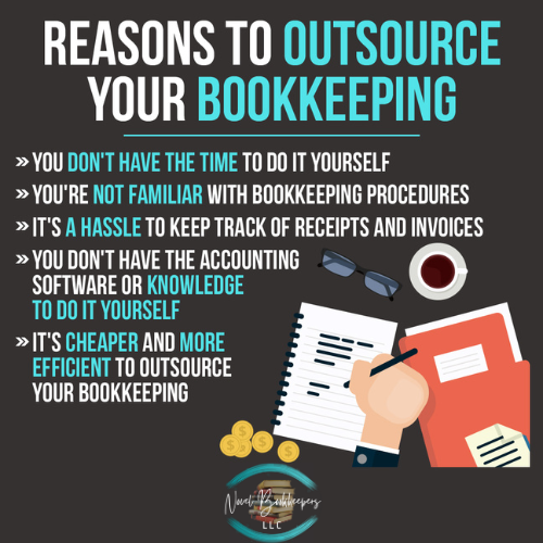 Infographic depicting the reasons to outsource your bookkeeping. 