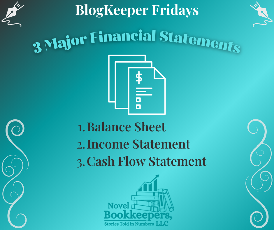 Infographic depicting the 3 major financial statements: Balance Sheet, Income Statement, and Cash Flow Statement.